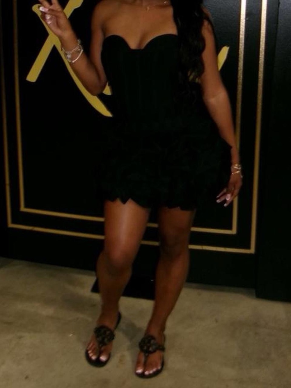 Women’s Black Strapless Ruffle Mini Dress